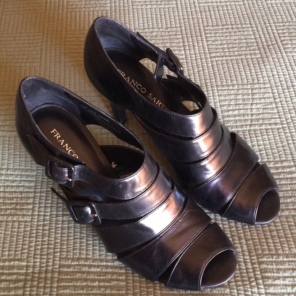Franco Sarto Black Peep Toe Heels